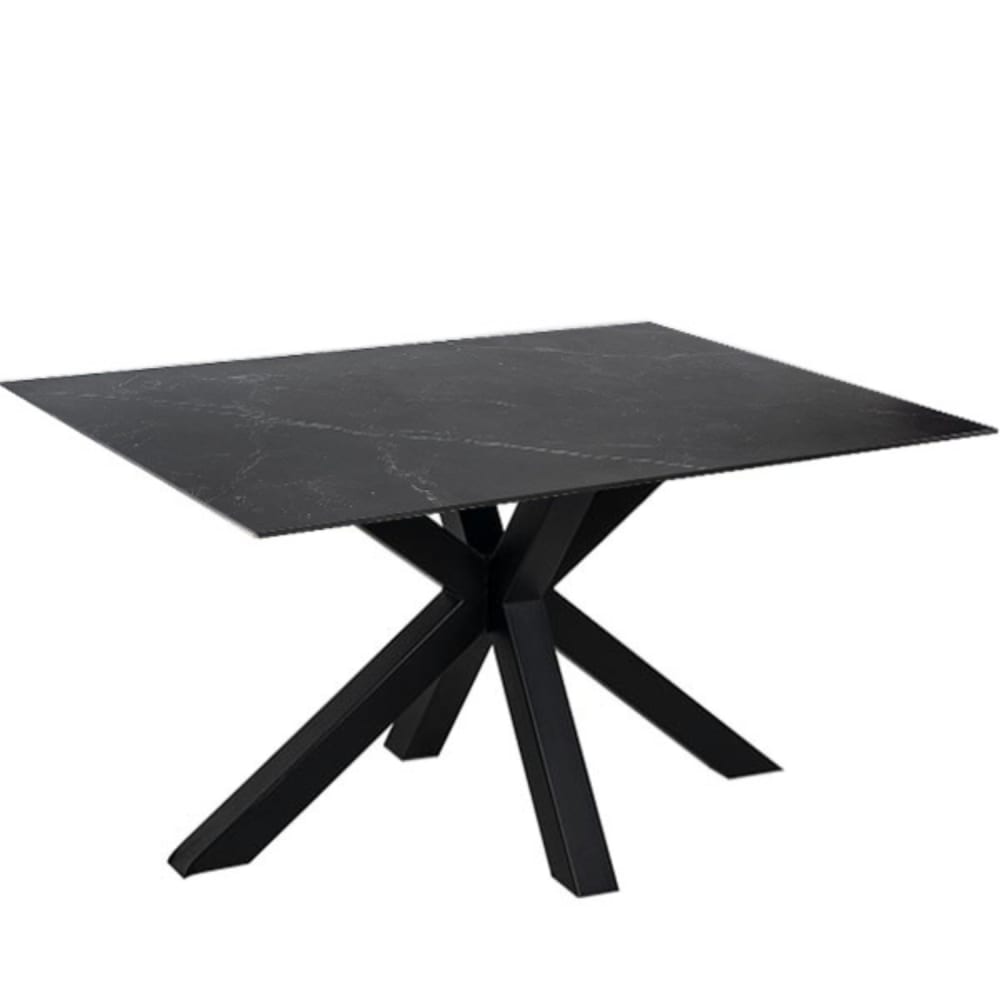 mesa comedor porcelanica 140 cm patas negras tapa negra