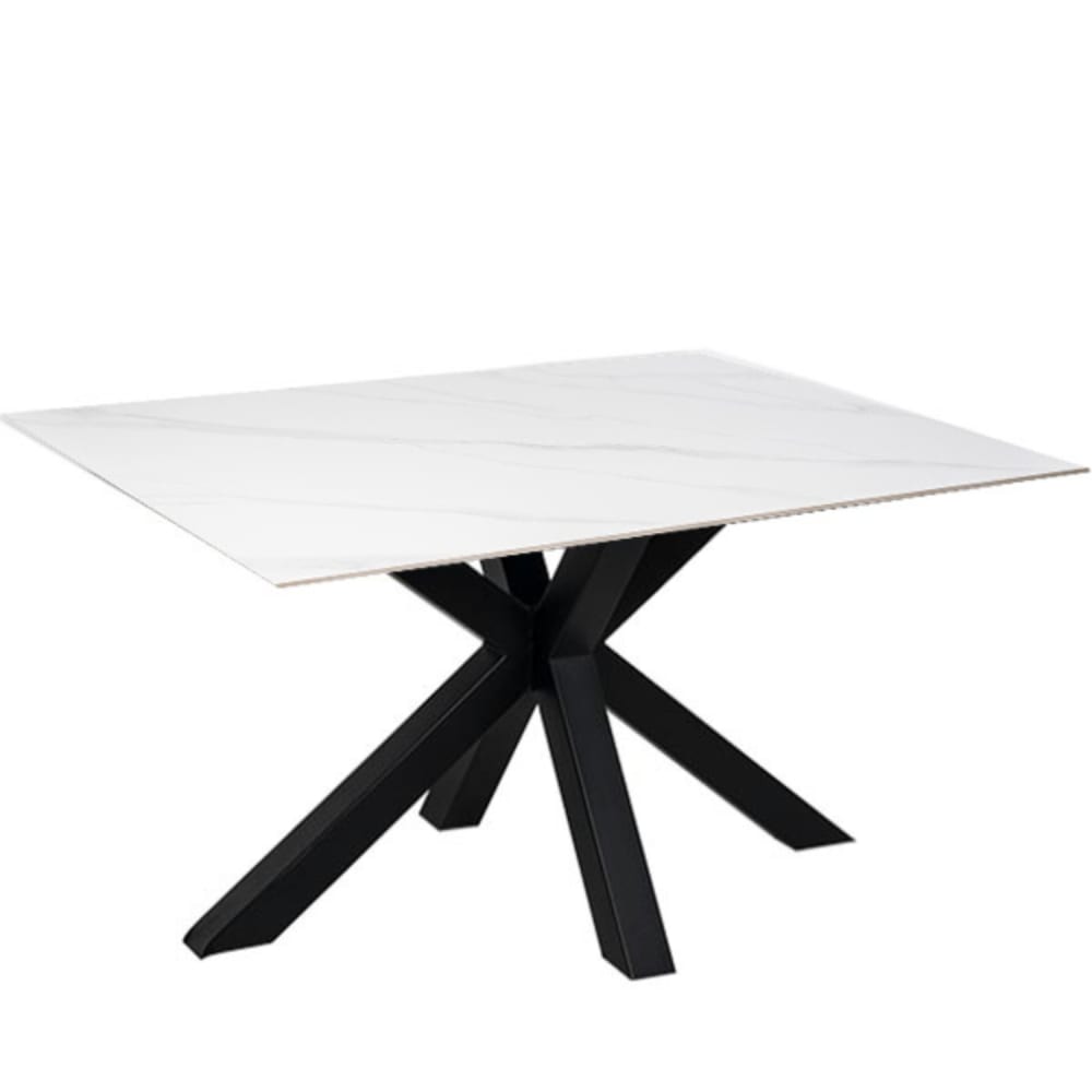 Koketto Home Esstisch aus Keramik 160 cm mit schwarzen Beinen, weiß - Porzellan