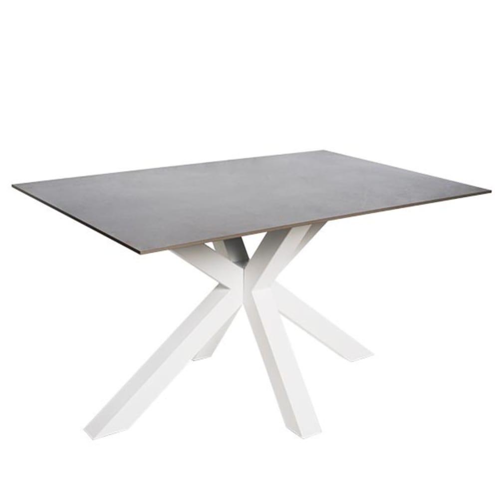 Koketto Home Esstisch aus Keramik 140 cm mit weißen Beinen, grau - Porzellan