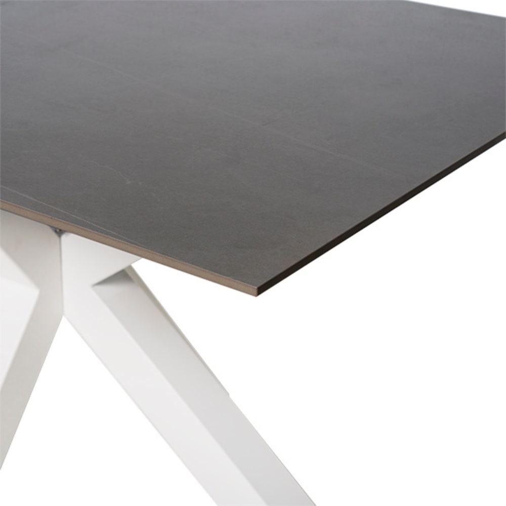 Esstisch aus Keramik 140 cm mit weißen Beinen, grau - Maisons Du