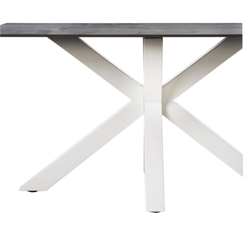 Esstisch aus Keramik 160 cm mit weißen Beinen, grau - Maisons Du