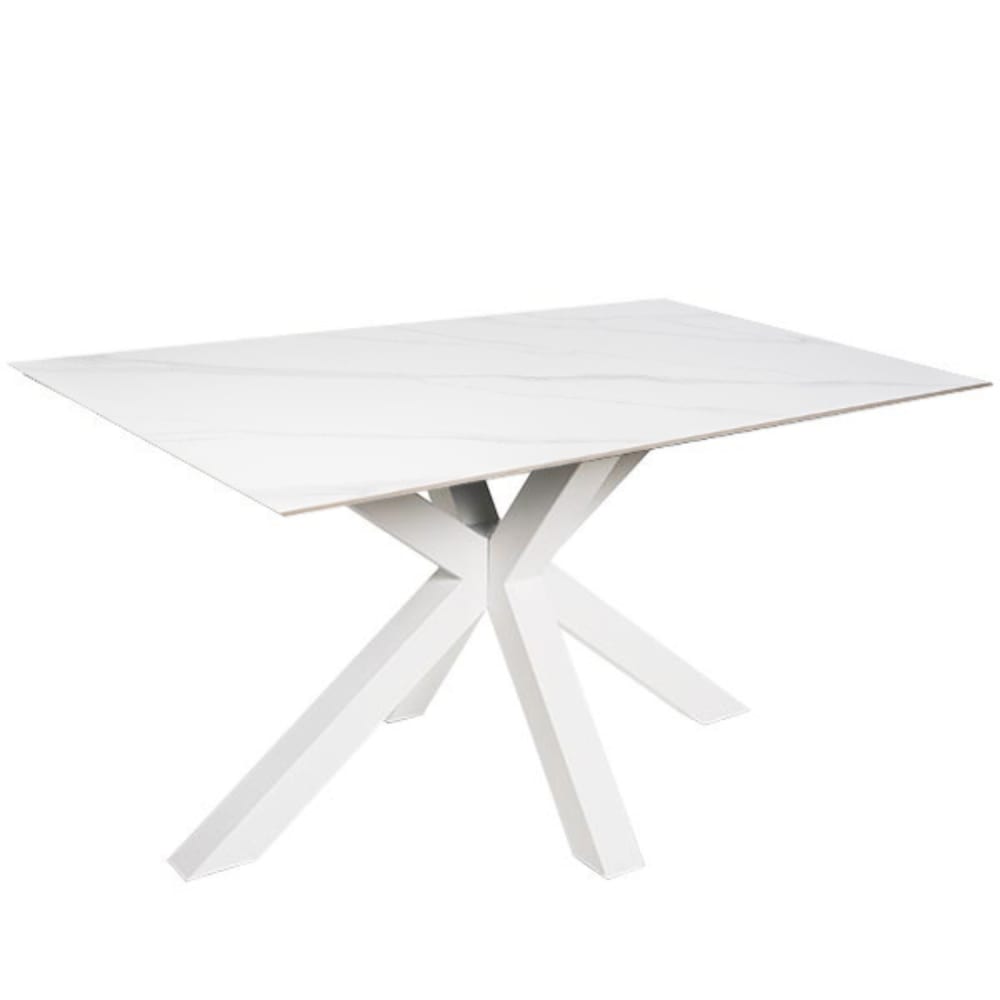 Koketto Home Esstisch aus Keramik 160 cm mit weißen Beinen, weiß - Porzellan