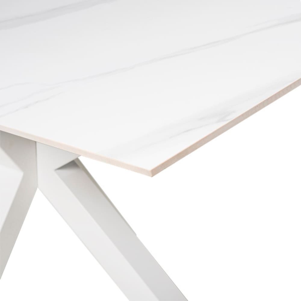 Esstisch aus Keramik 160 cm mit weißen Beinen, weiß - Maisons Du