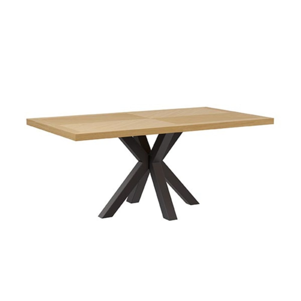 Koketto Home Esstisch 160 cm furnierte Eiche mit zentralem Fuß, schwarz - Holz