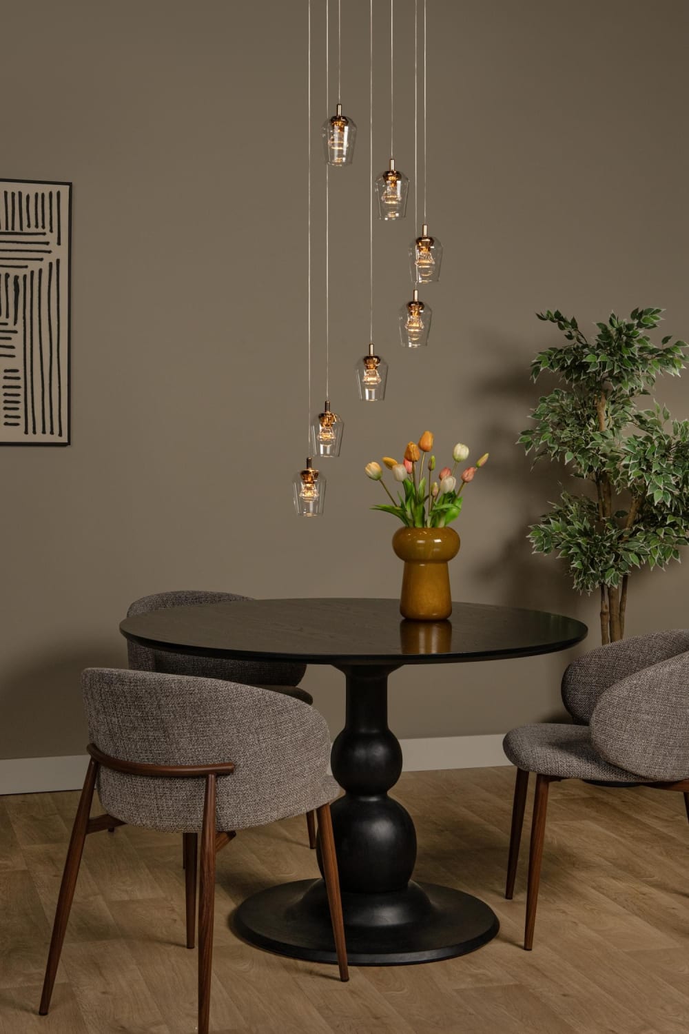 Suspension verre 7 lumières verre transparent 39 cm