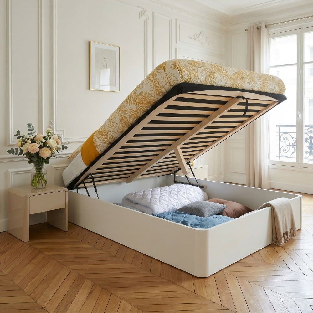 Lit coffre, blanc, 140x190 cm - Maisons du Monde