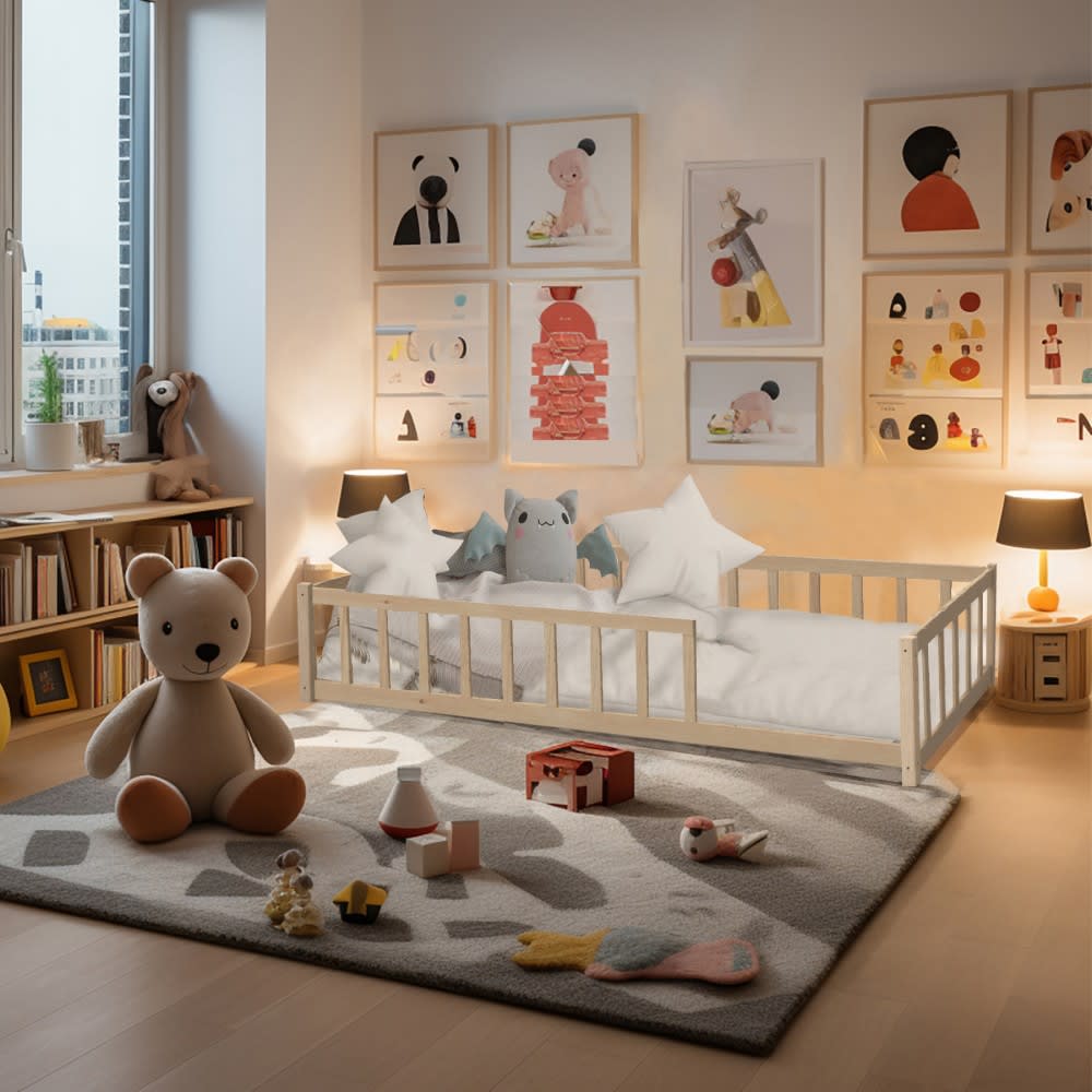 Lit avec barrière, en pin, 90x190 cm (Weber industries) - Image 2
