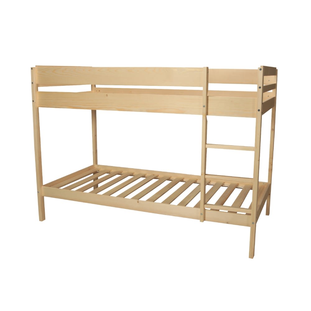 Lit superposé brice 90x190 + 2 sommiers / bois clair (Weber industries) - Image 1
