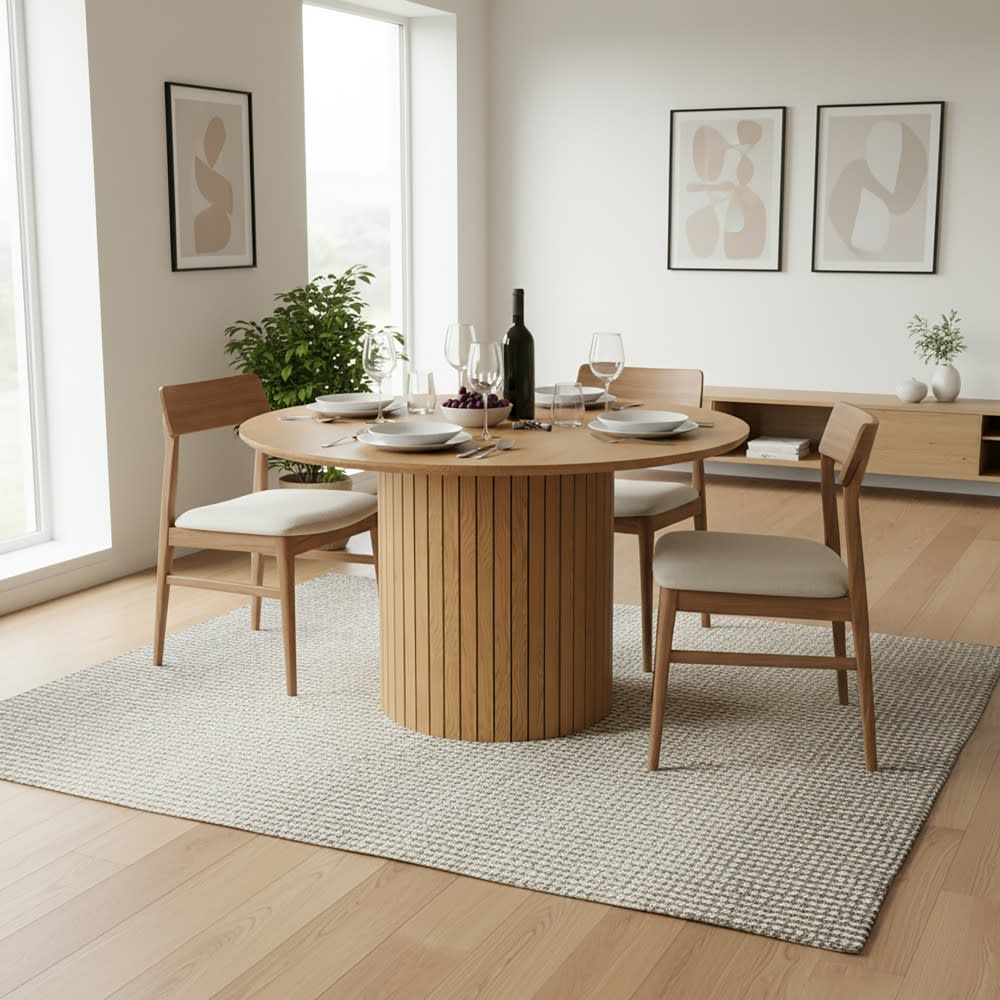 Table à manger pour 6 personnes en décor Chêne artisan, diamètre 120cm