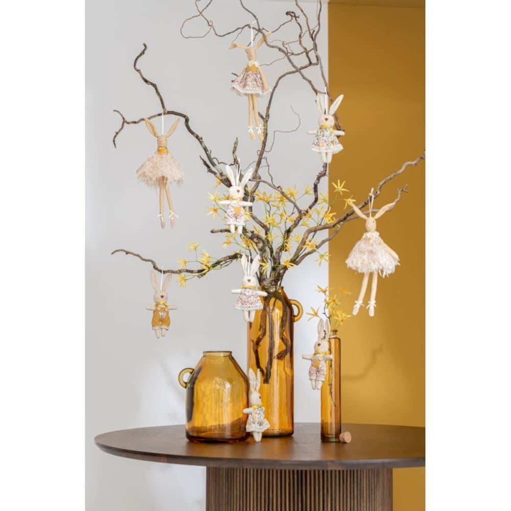 Vase avec anse en verre ocre 17x14x45 cm