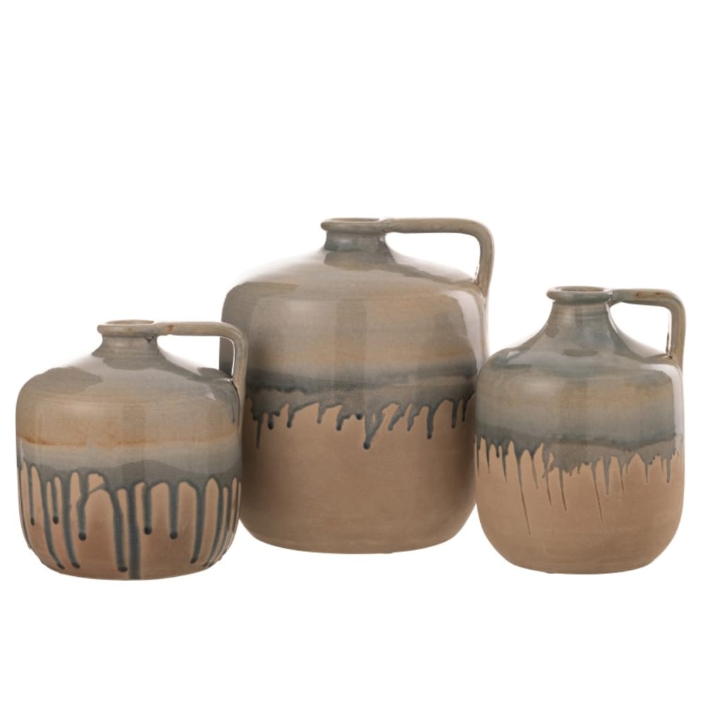 Cruche avec anse en céramique beige 16x21x21 cm