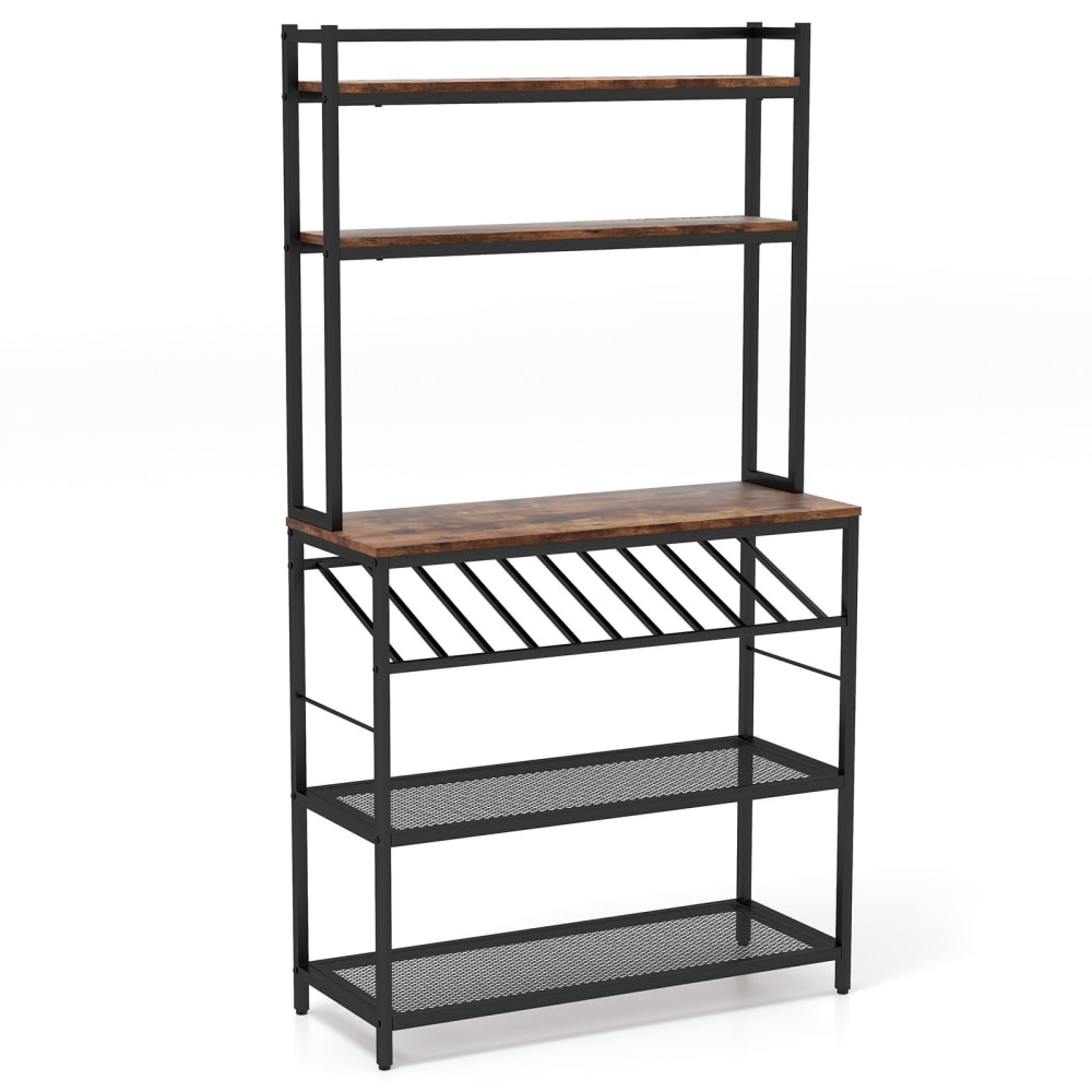 Giantex Küchenregal aus Metall 90 × 34 × 165 cm, Schwarz Schwarz Metall