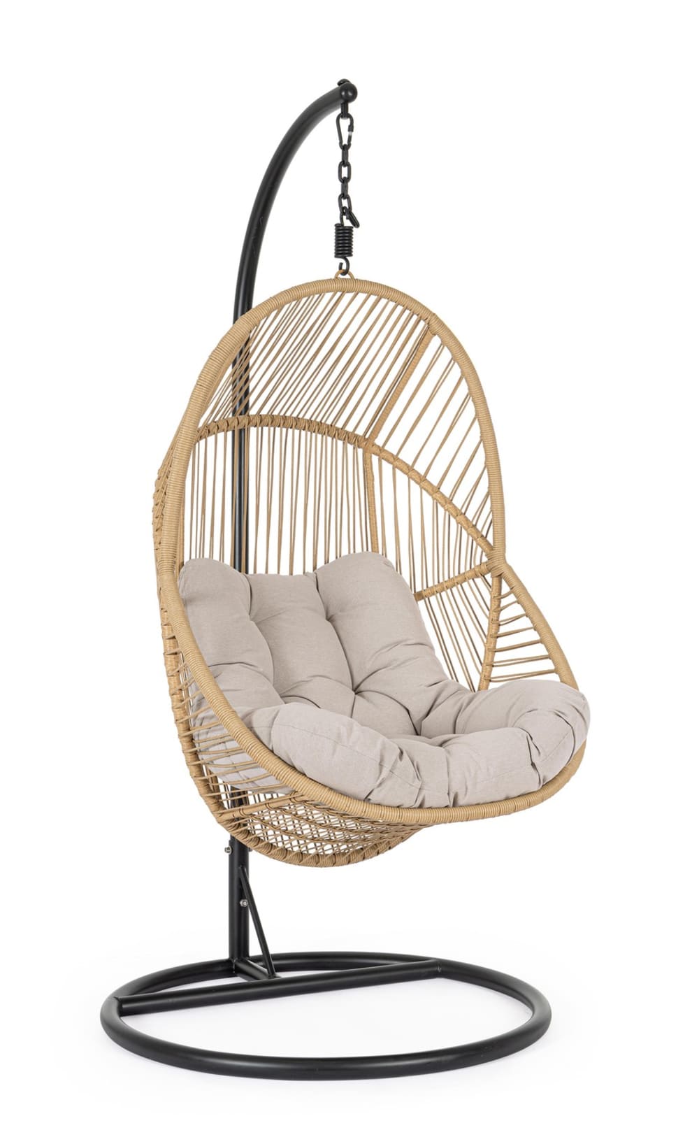 Chaise suspendue avec coussin en acier et fibre synthétique