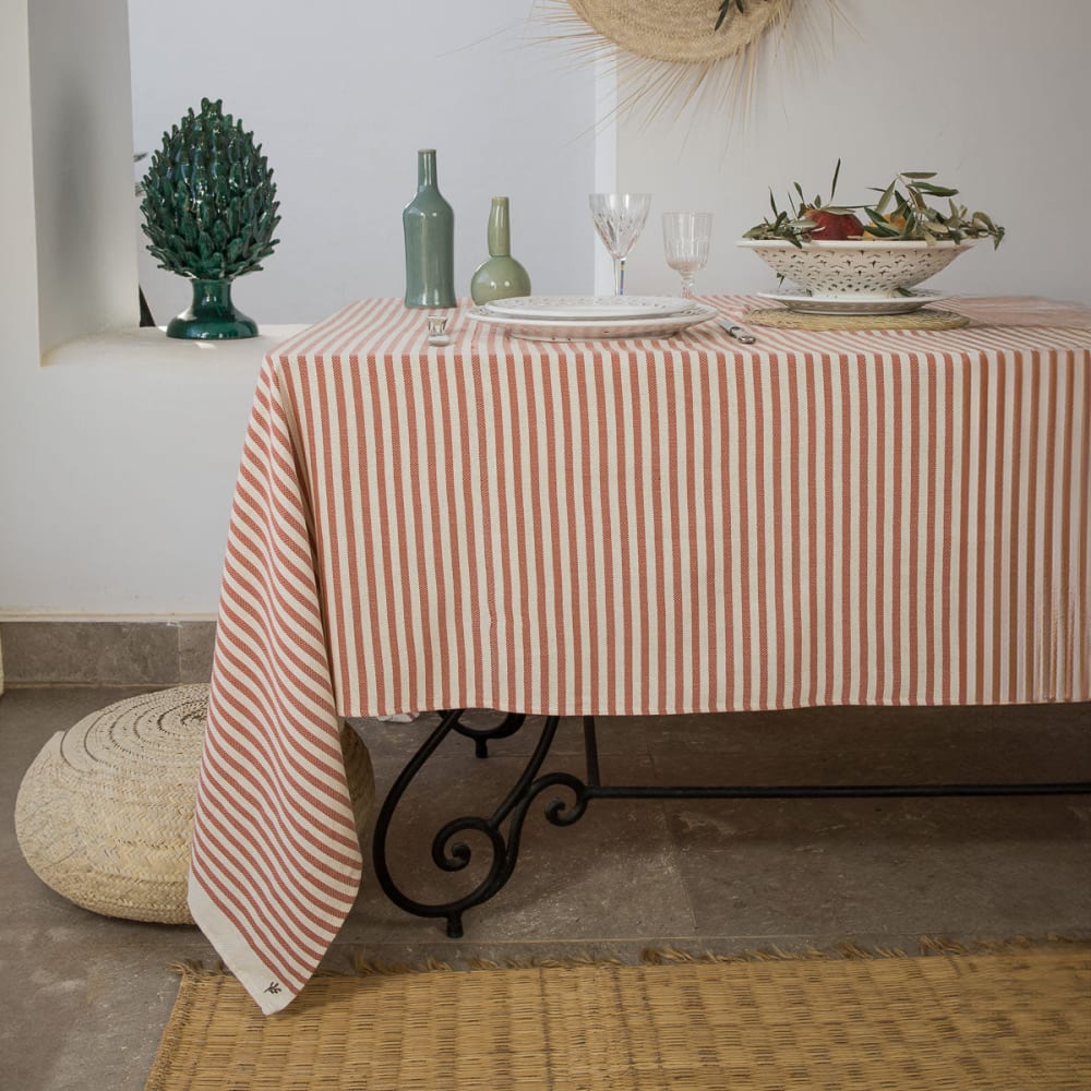 Nappe coton 180x300 rouge brique