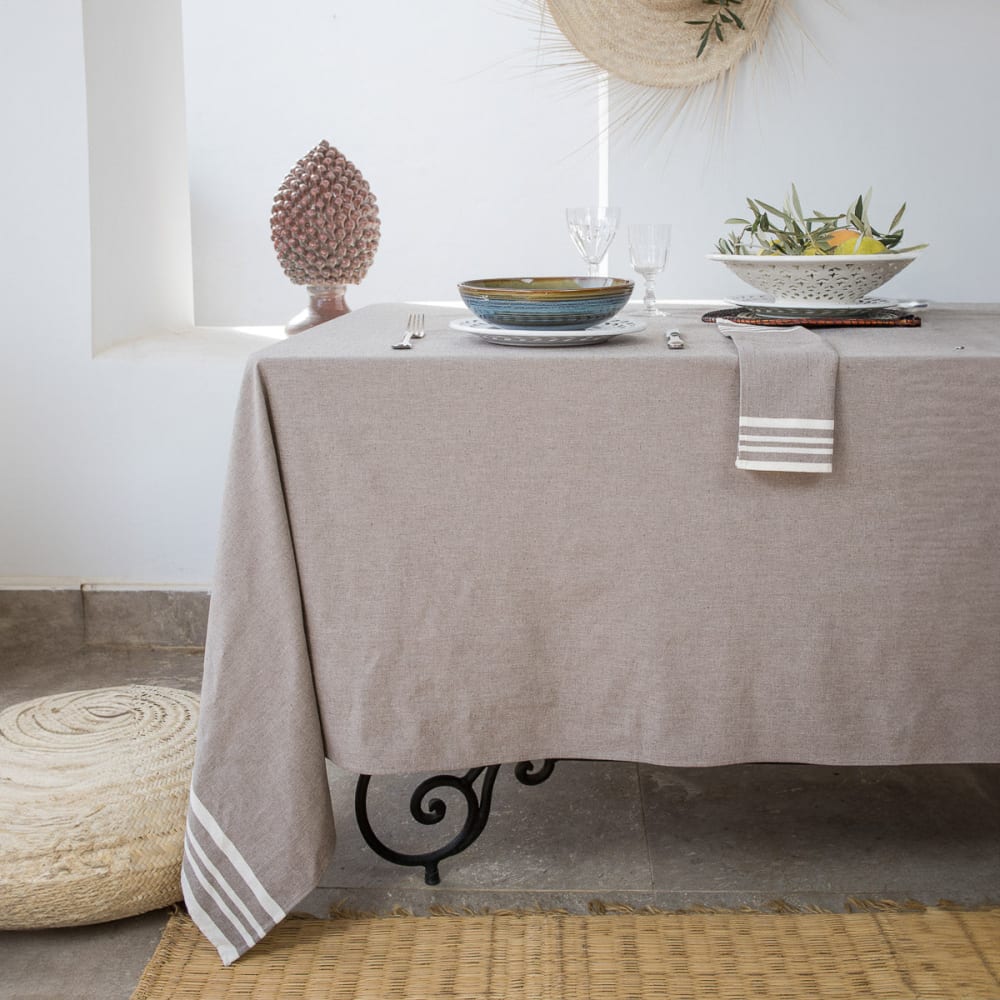 nappe coton 180x350 taupe