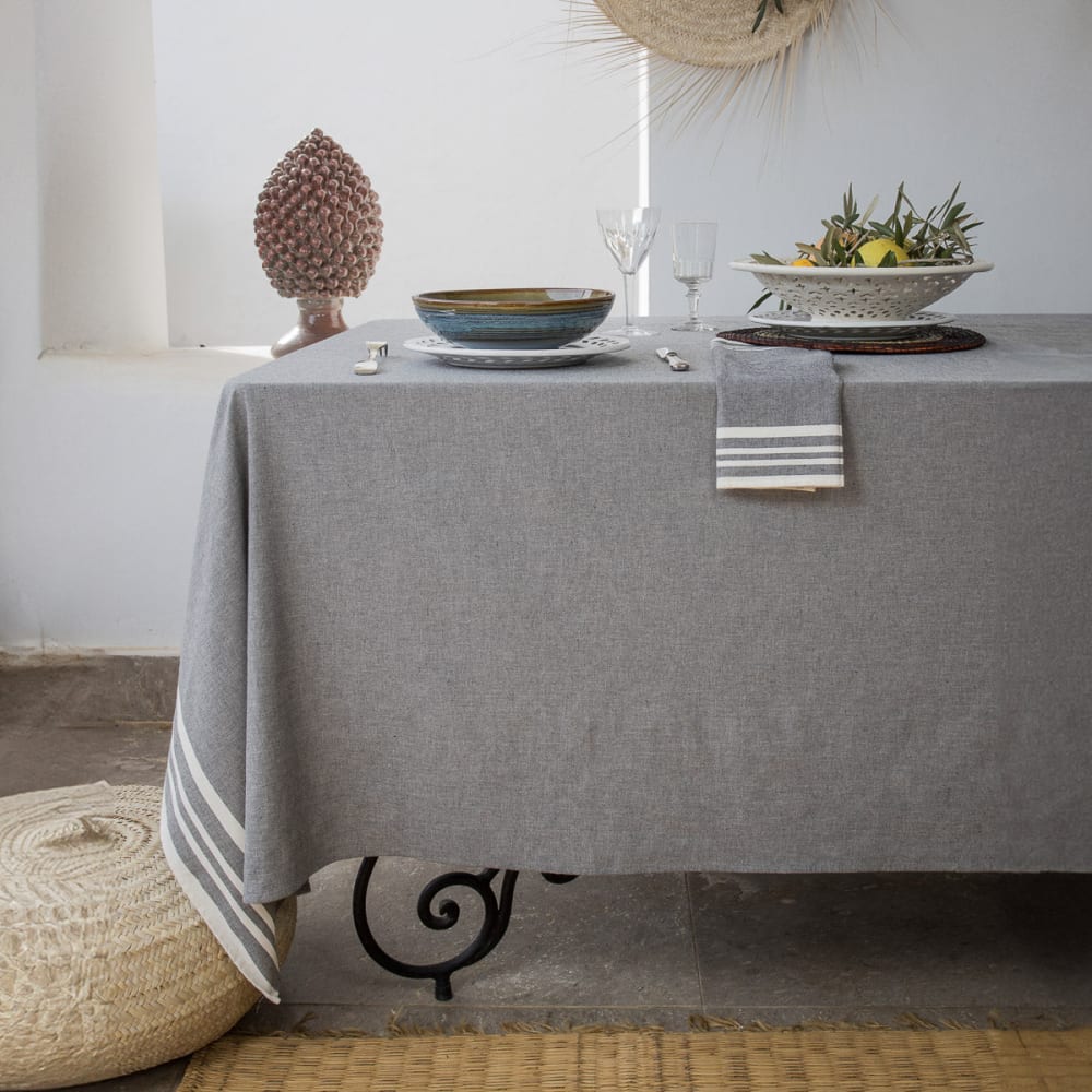 Nappe coton 150x250 gris moyen Nappe coton 150x250 gris moyen