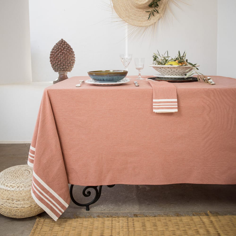 Nappe coton 180x300 rouge tomette Nappe coton 180x300 rouge tomette