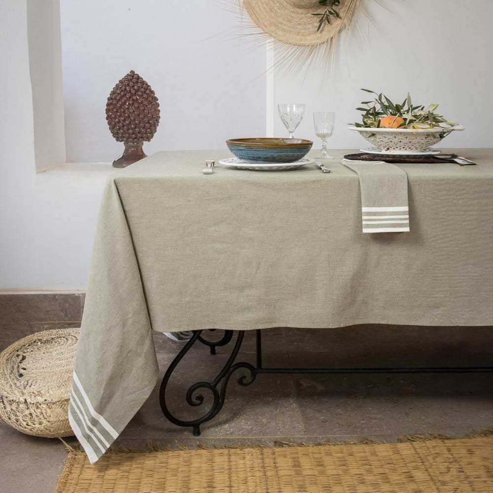 Nappe coton 150x250 vert olive