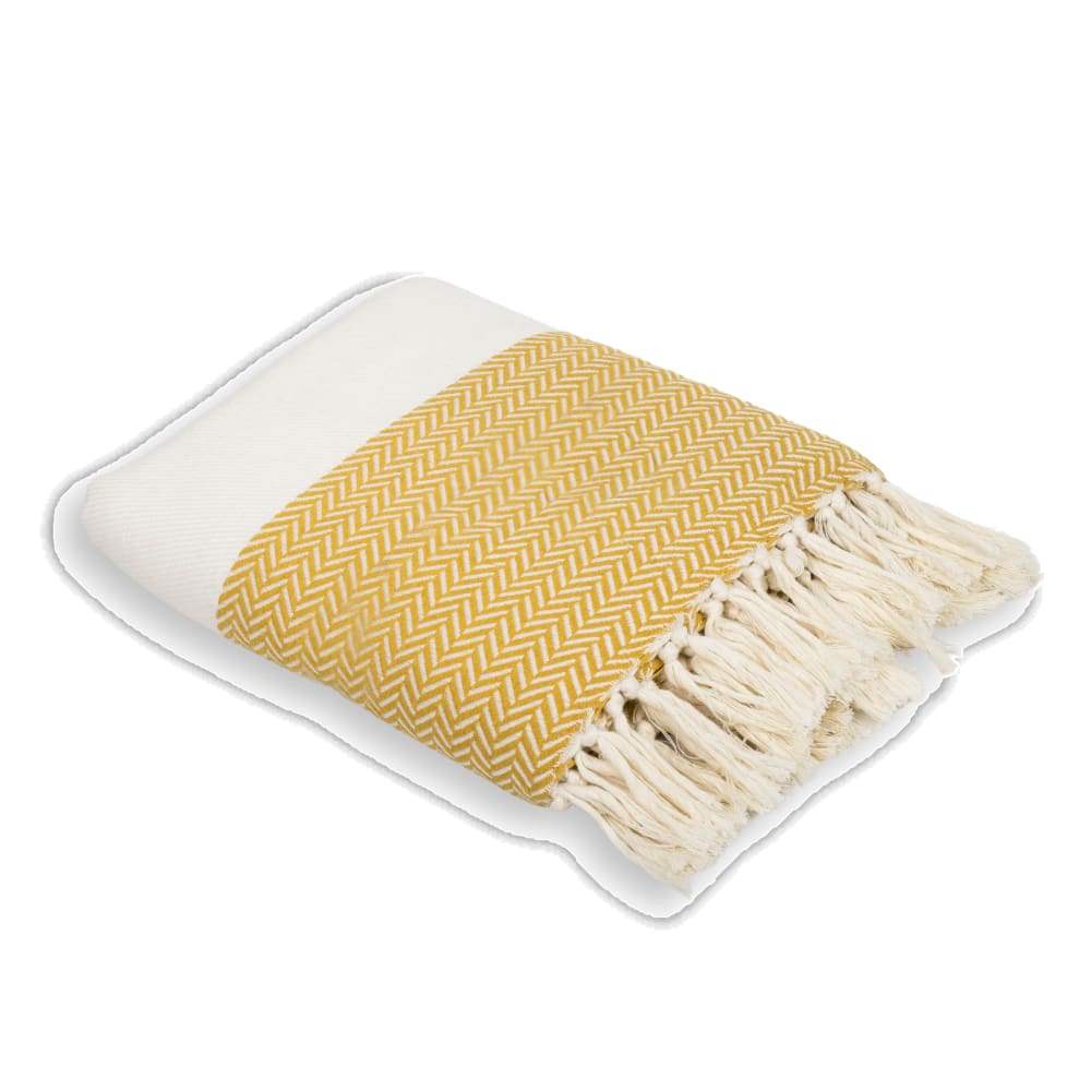 Plaid coton jaune moutarde 130x170