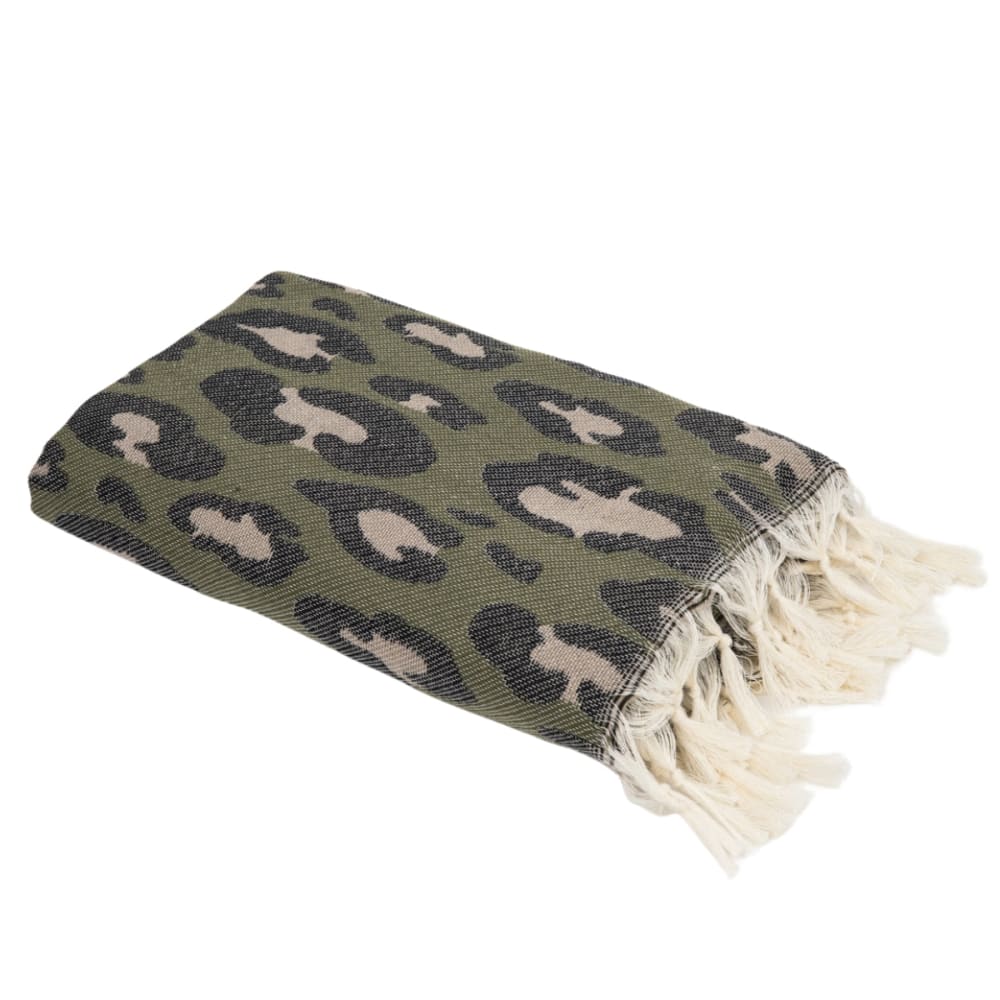 Fouta jacquard coton 100x200 vert kaki