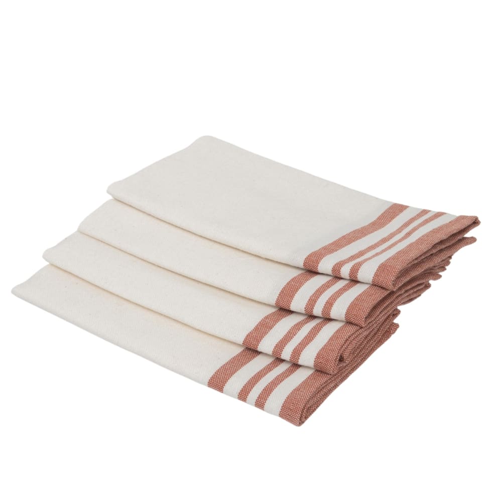 Lot de 4 serviettes de table coton 45x45 blanc & rouge