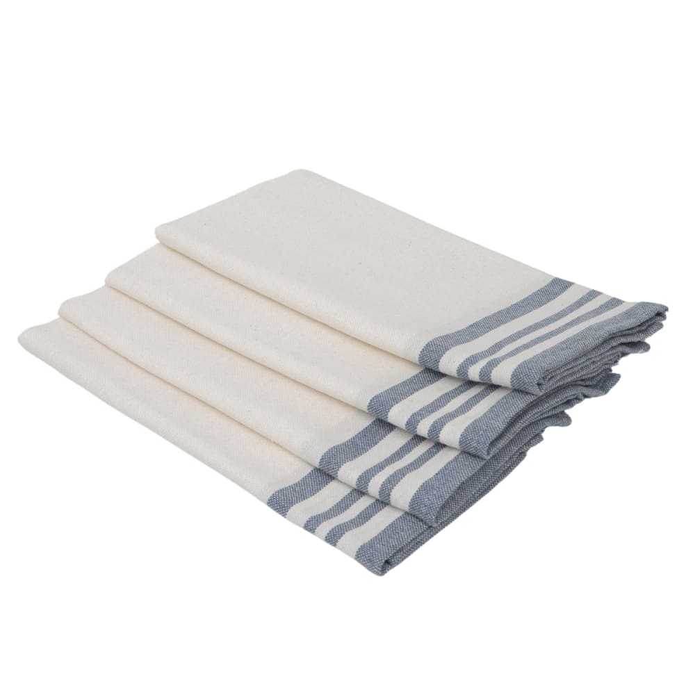 Lot de 4 serviettes de table coton 45x45 blanc & bleu jean