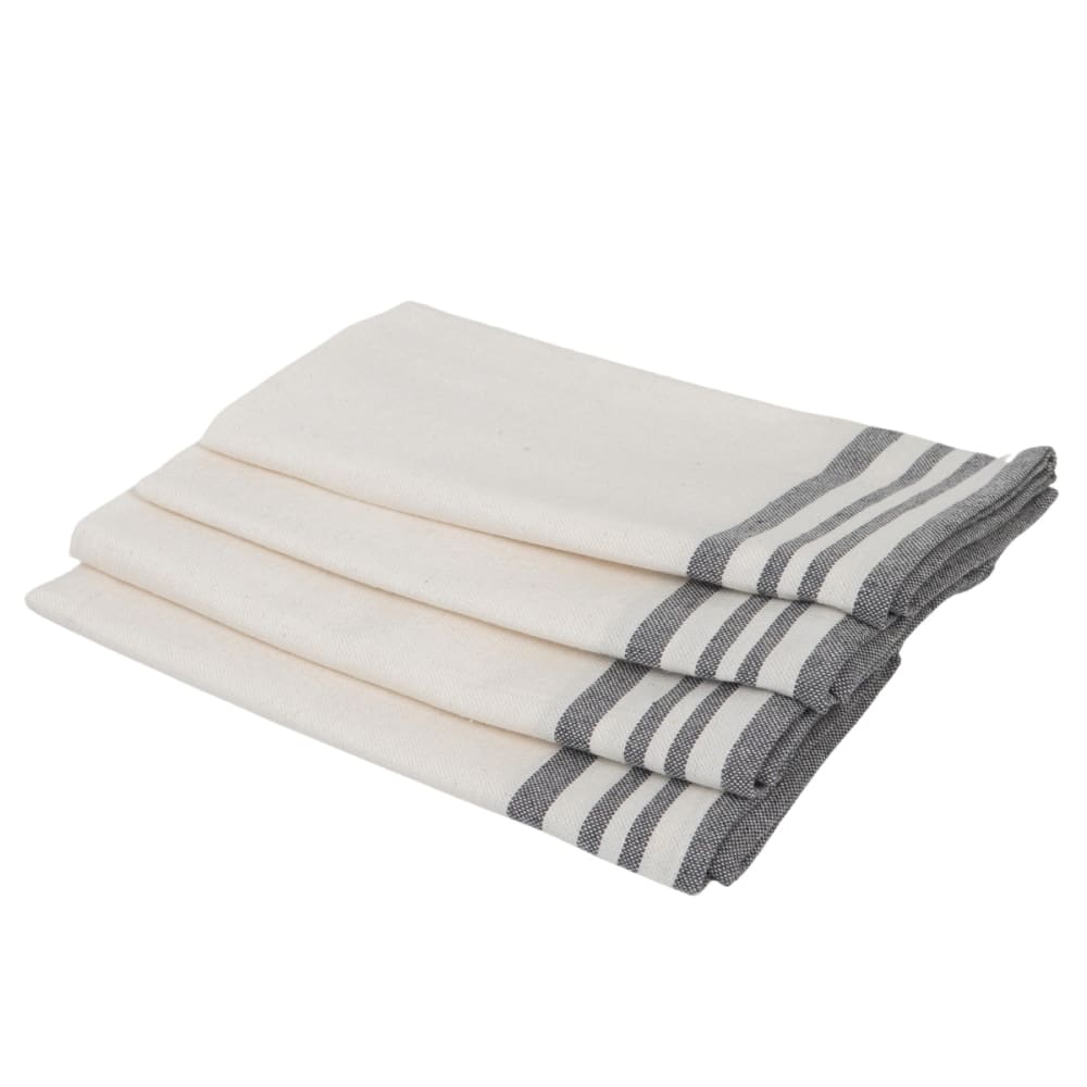 Lot de 4 serviettes de table coton 45x45 blanc & gris moyen