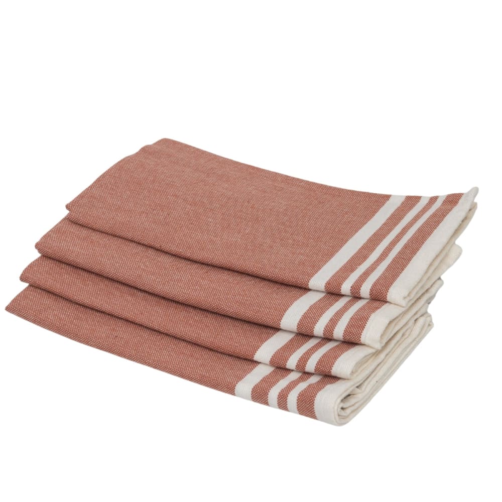 Lot de 4 serviettes de table coton 45x45 rouge tomette
