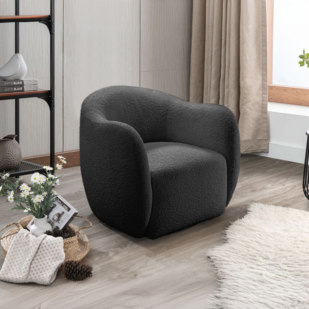 Fauteuil cabriolet pivotant effet peau de mouton gris foncé