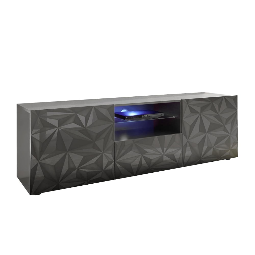 MOBILIER DECO Meuble tv design 2 portes 2 niches et 1 tiroir noir Noir Panneau De Particules - 43x57x43cm