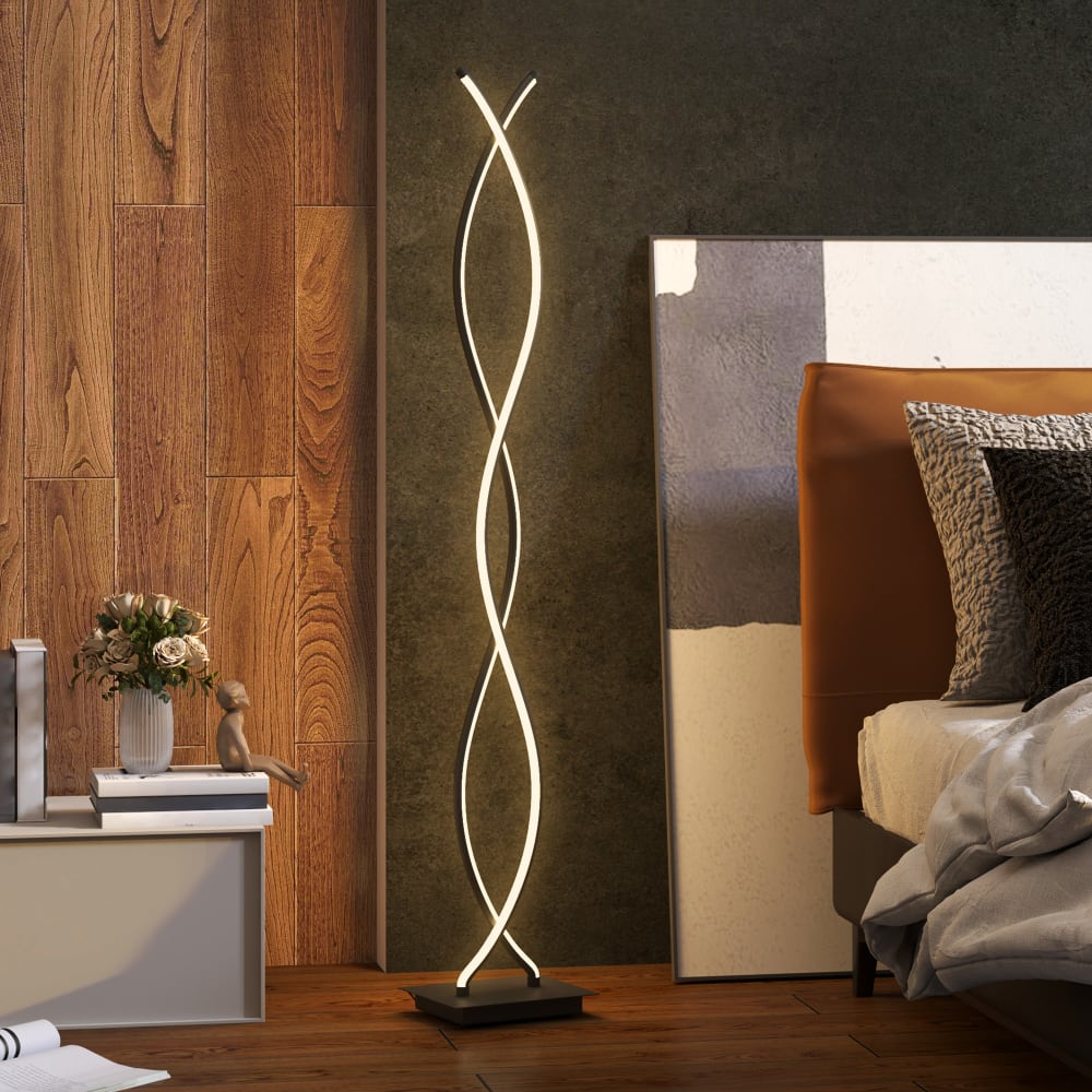 Lampadaire led design spirales h. 140 cm aluminium acrylique noir — vue 3