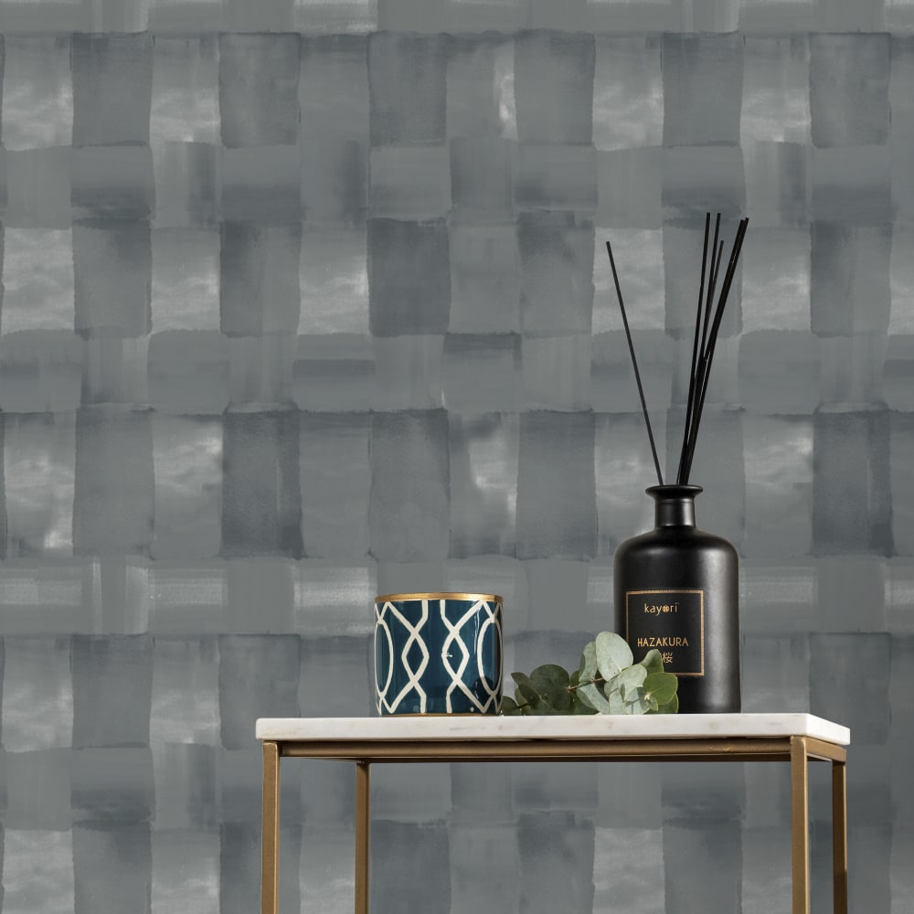 Papier peint motif damier bleuté 1005x52cm — vue 4
