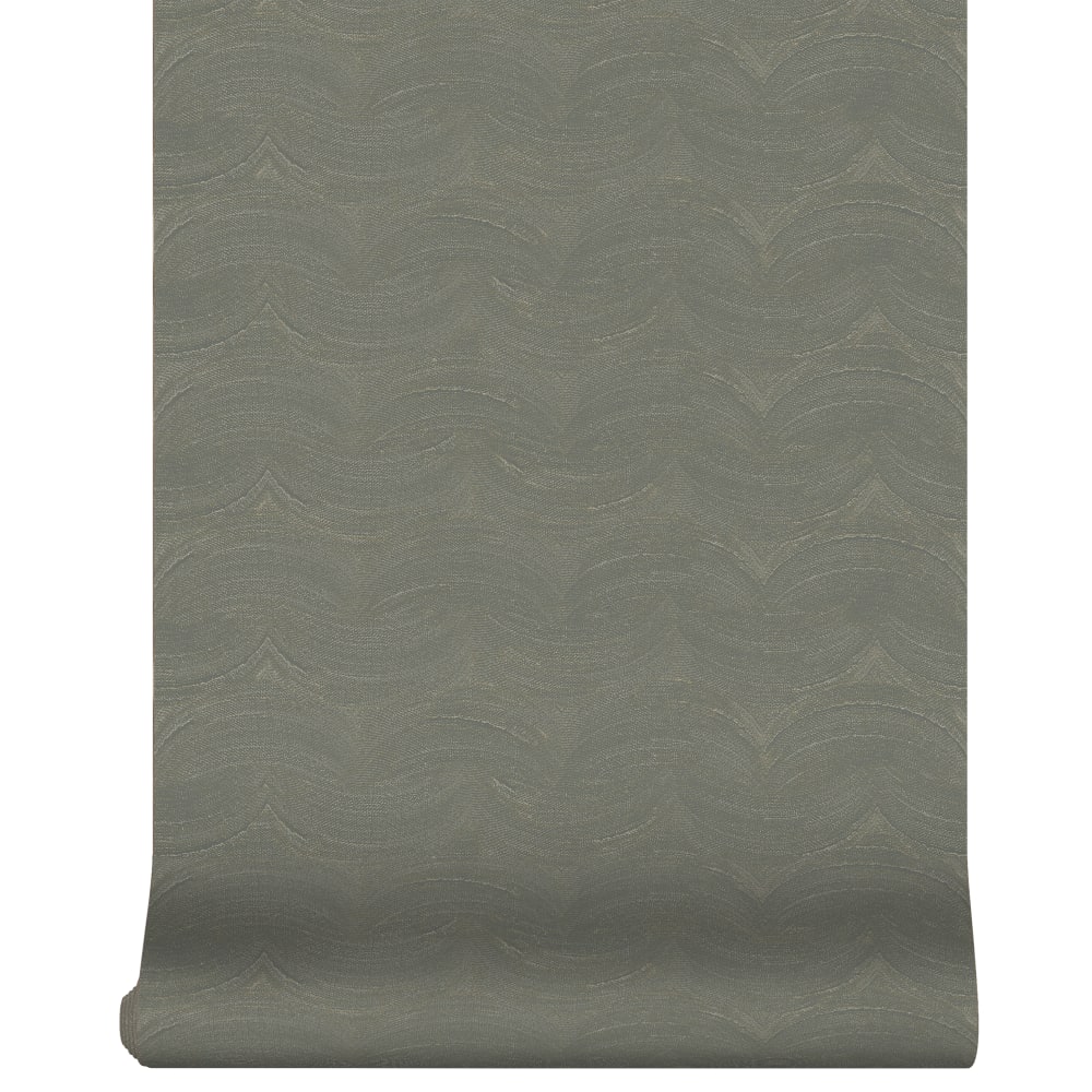 Papier peint motif ondulé vert grisé 1005x52cm — vue 3