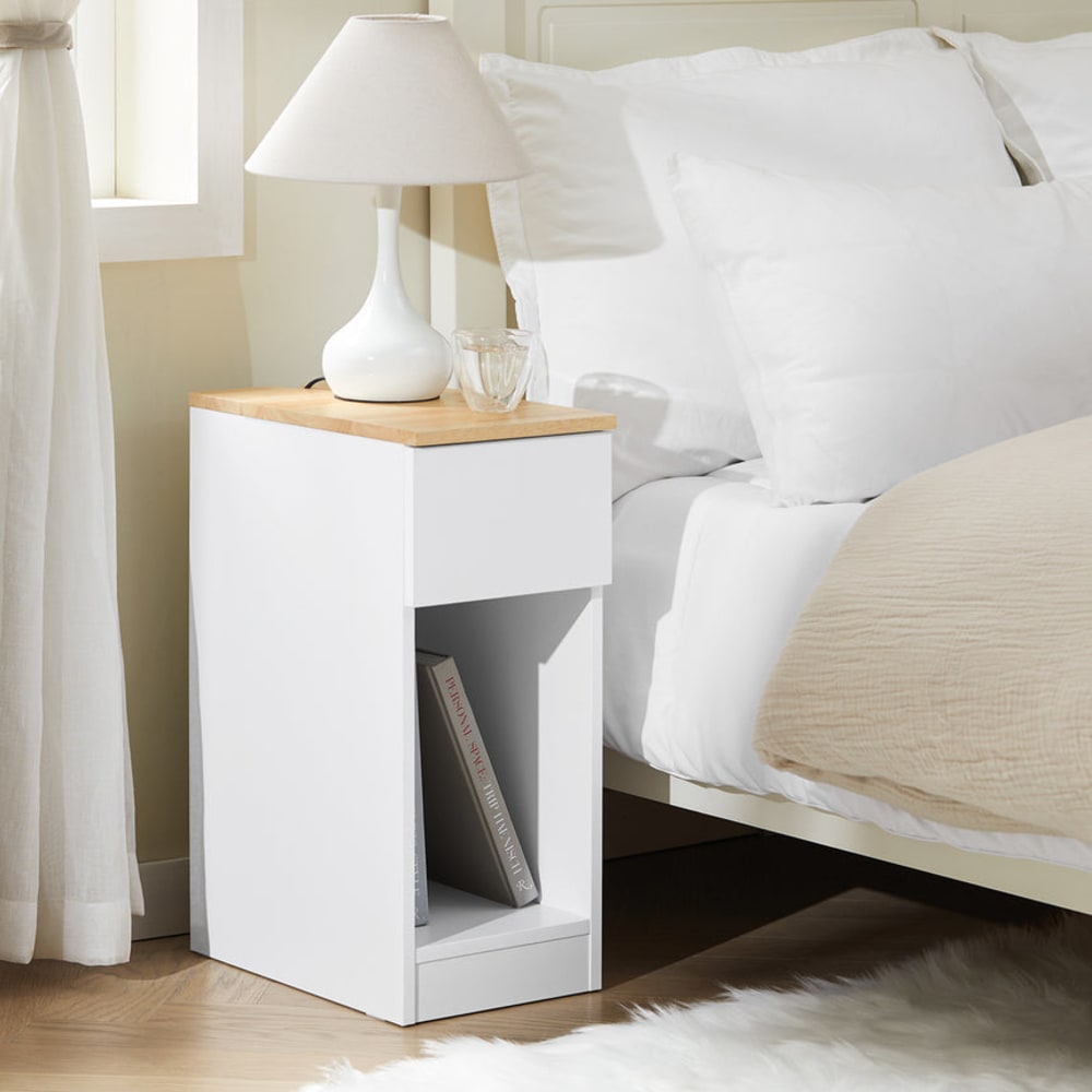 Table de chevet effet bois blanc - Maisons du Monde