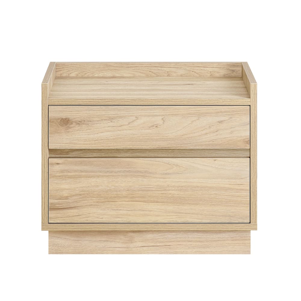 Table de chevet effet bois avec 2 tiroirs