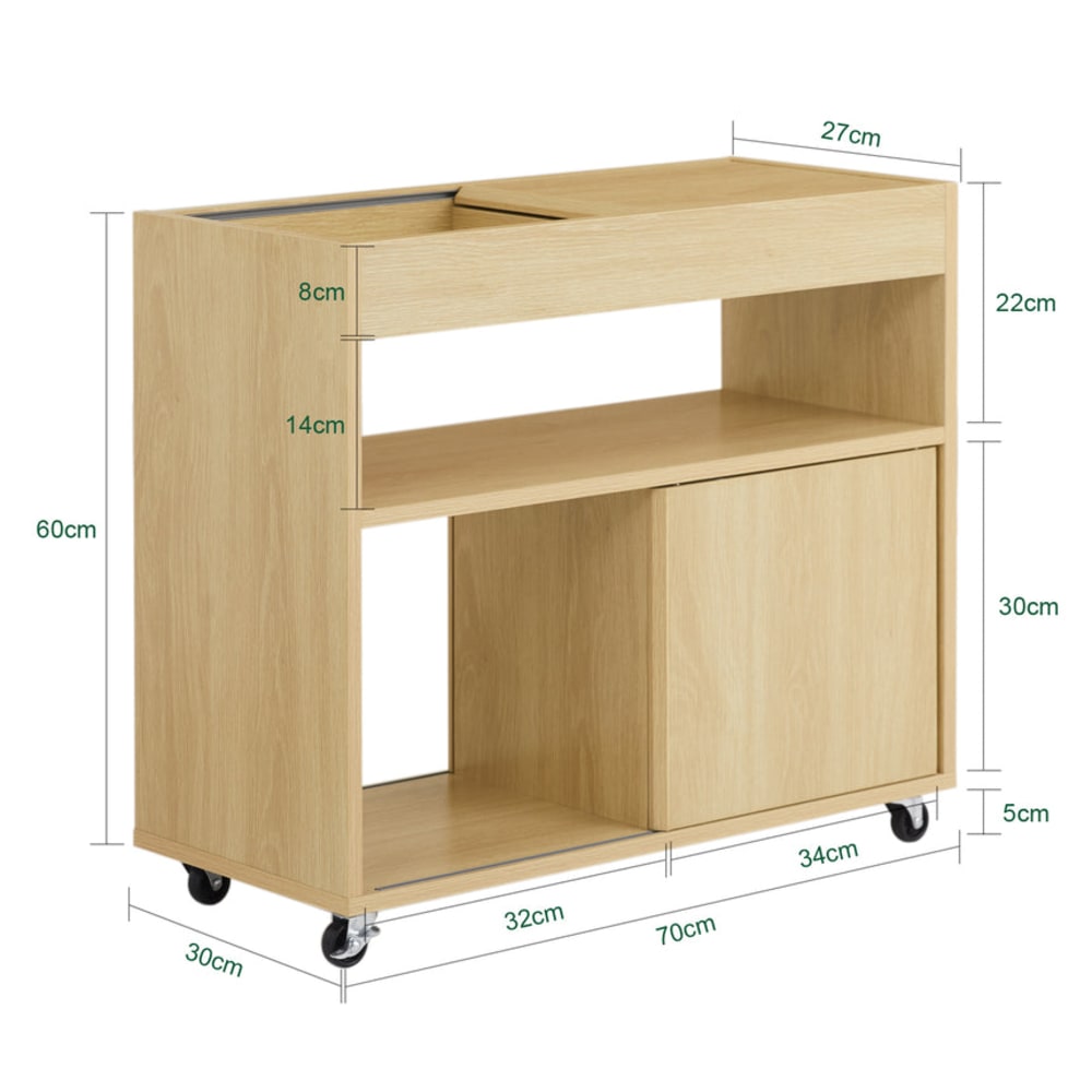 Bout de canapé sur roulettes effet bois avec 3 compartiments - Maisons du Monde