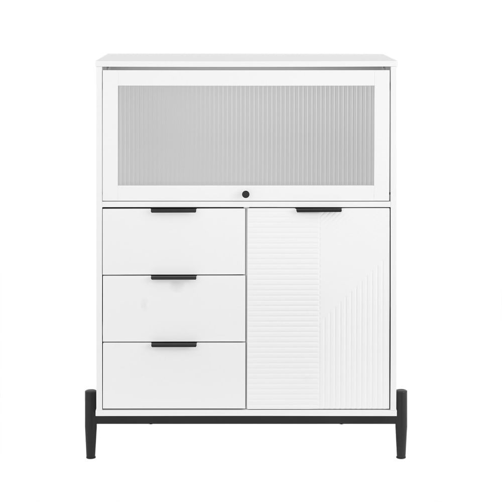 Sideboard KüChenschrank Aufbewahrungsschrank Aus MDF(E1) Metall Weiß