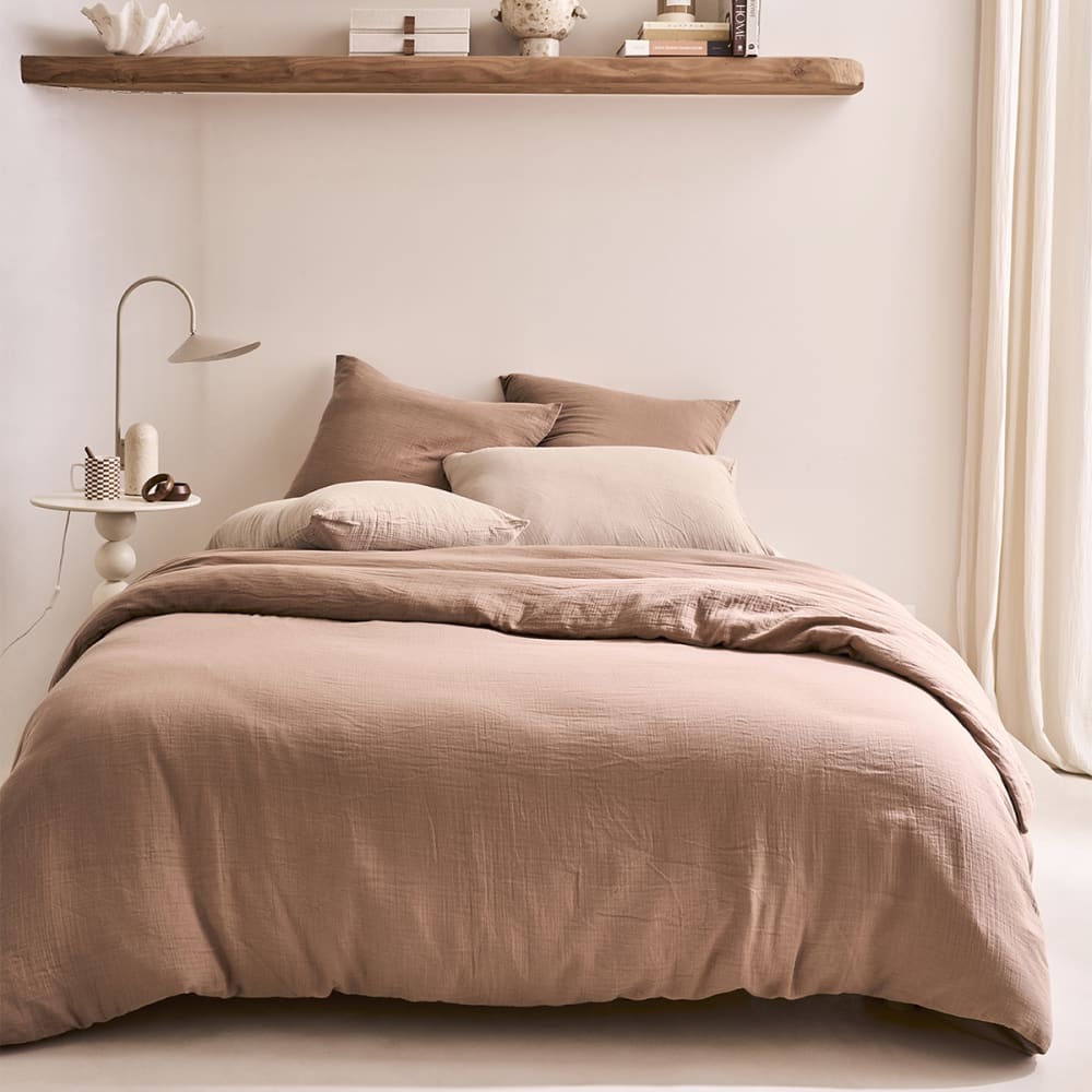 Taie d'oreiller en gaze de coton marron 65x65 — vue 3