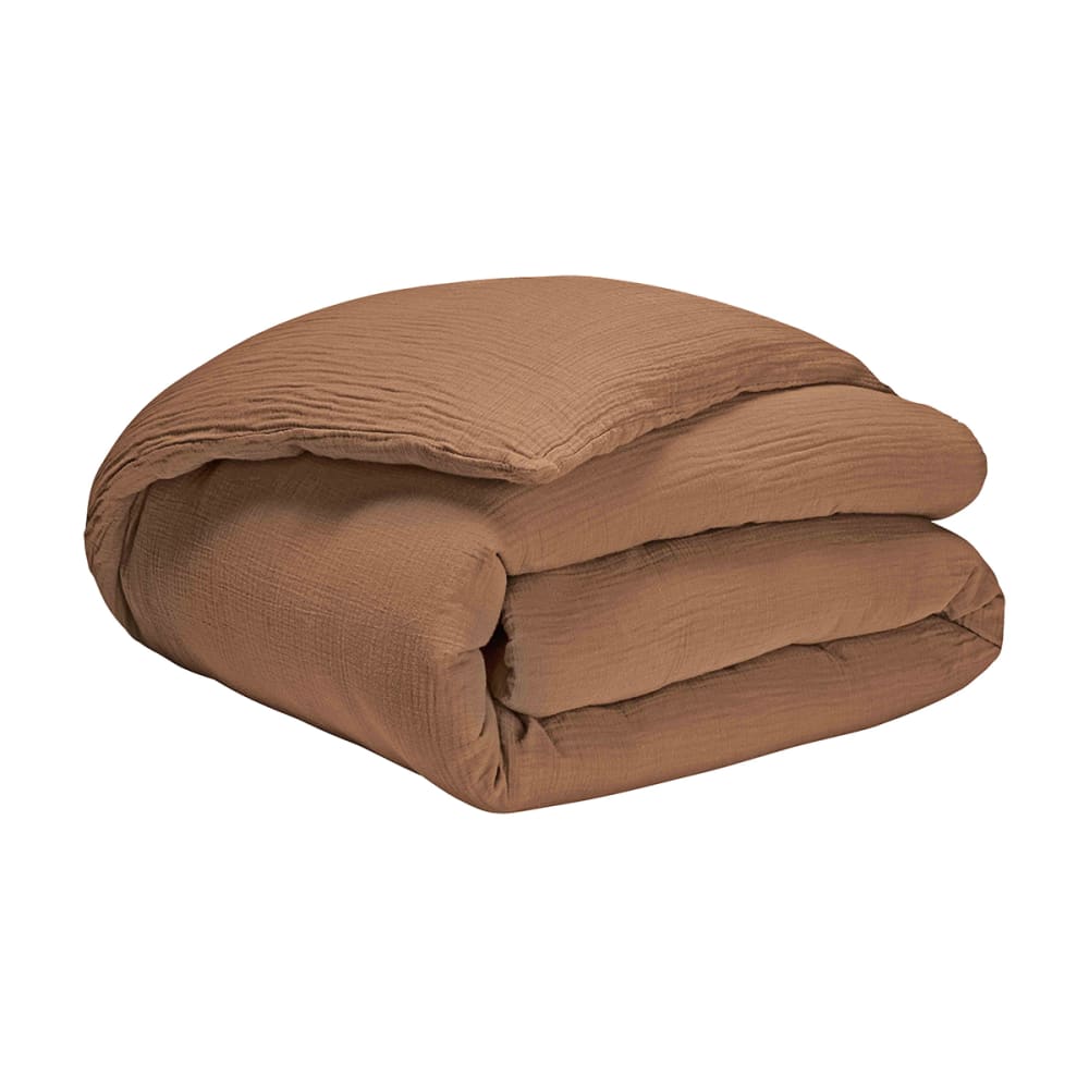 Housse de couette en gaze de coton marron 240x220 — vue 3