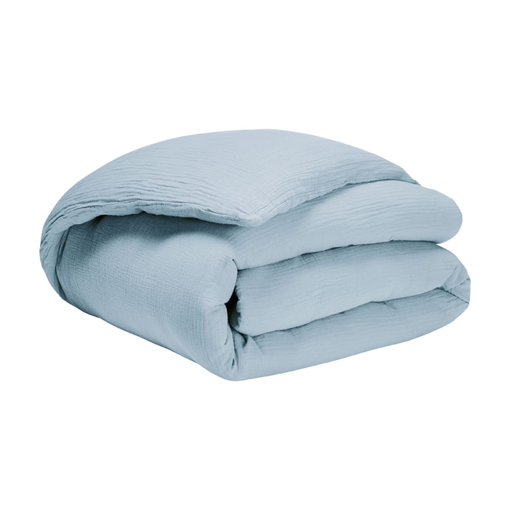 Housse de couette en gaze de coton bleu 240x220 — vue 3