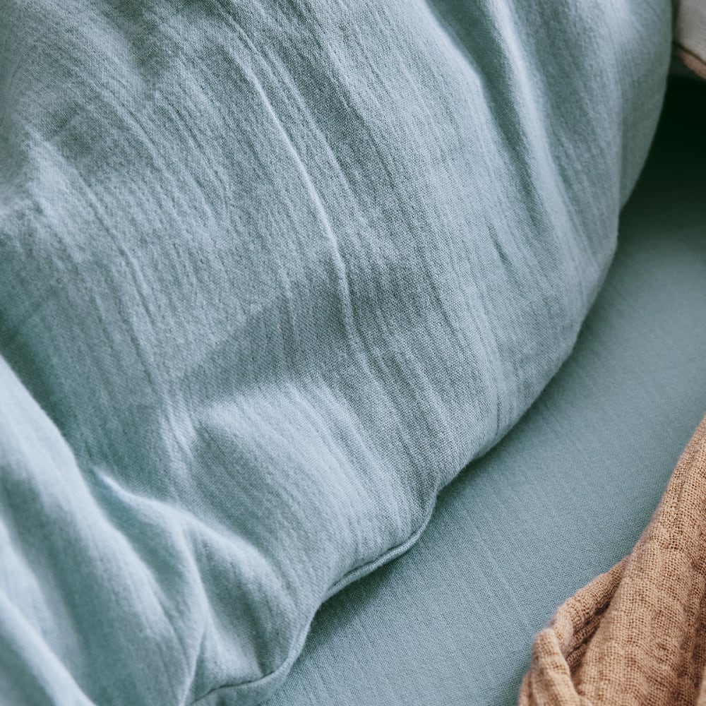Housse de couette en gaze de coton bleu 260x240 — vue 4