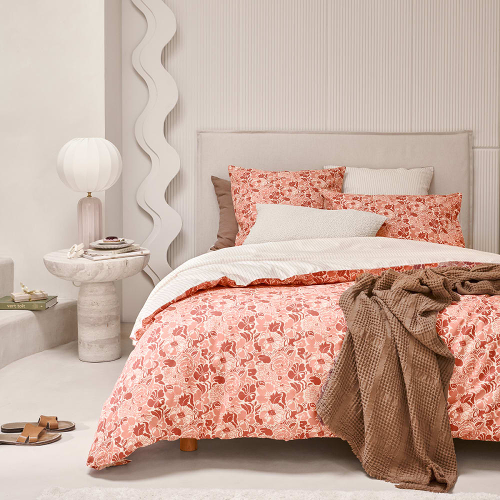 Parure de lit en percale - rose