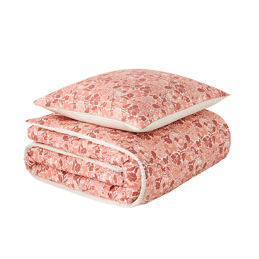 Parure de lit en percale de coton rose 200x200 — vue 3