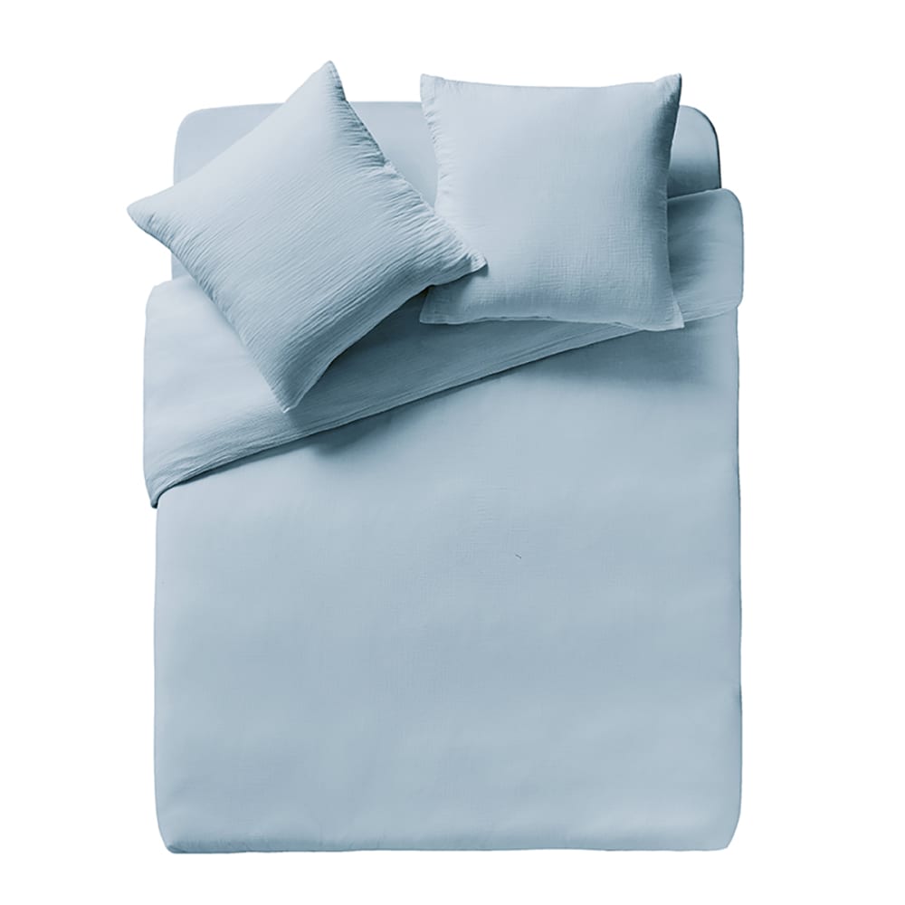 Parure de lit en gaze de coton bleu 200x200 — vue 3