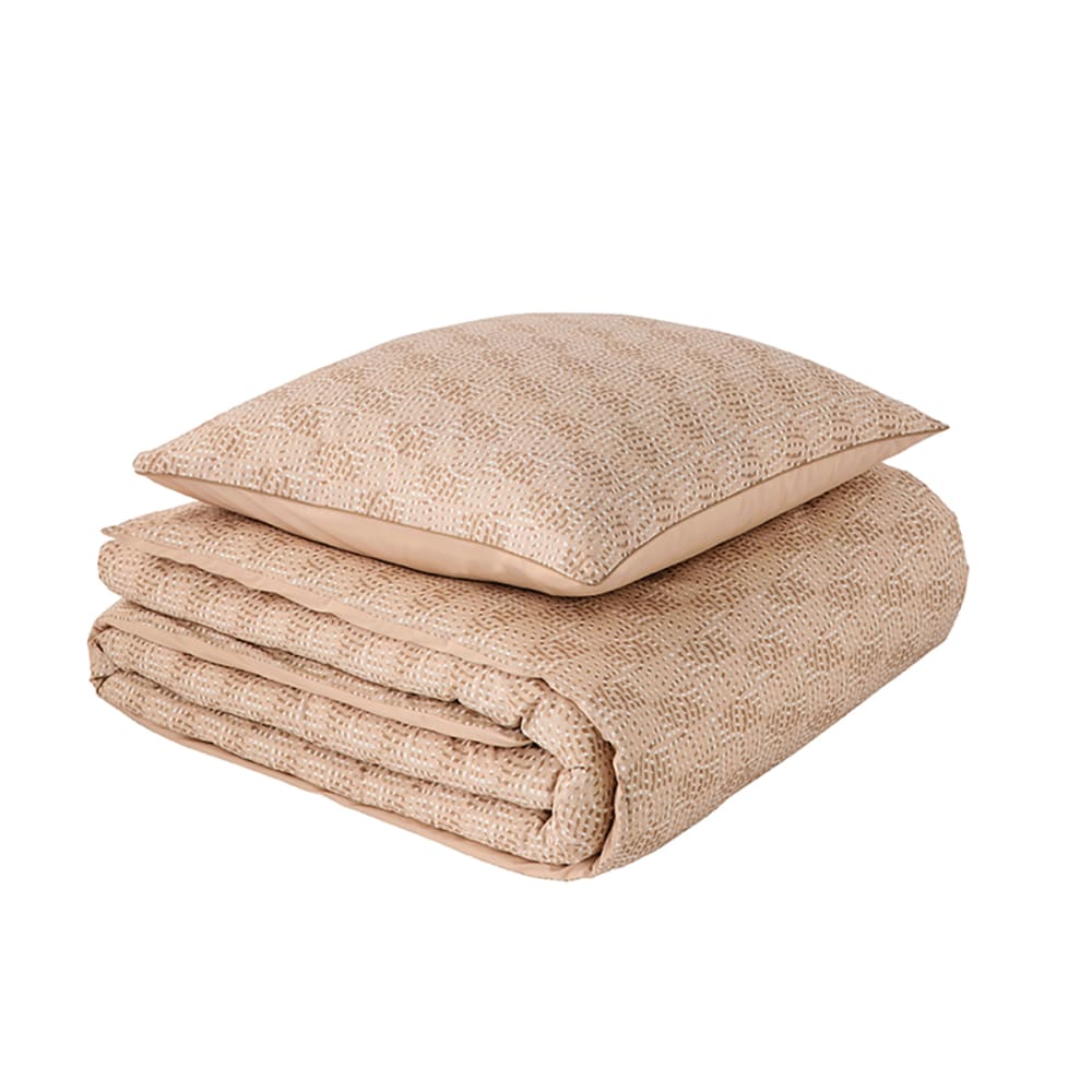 Parure de lit en percale de coton beige 260x240 — vue 3