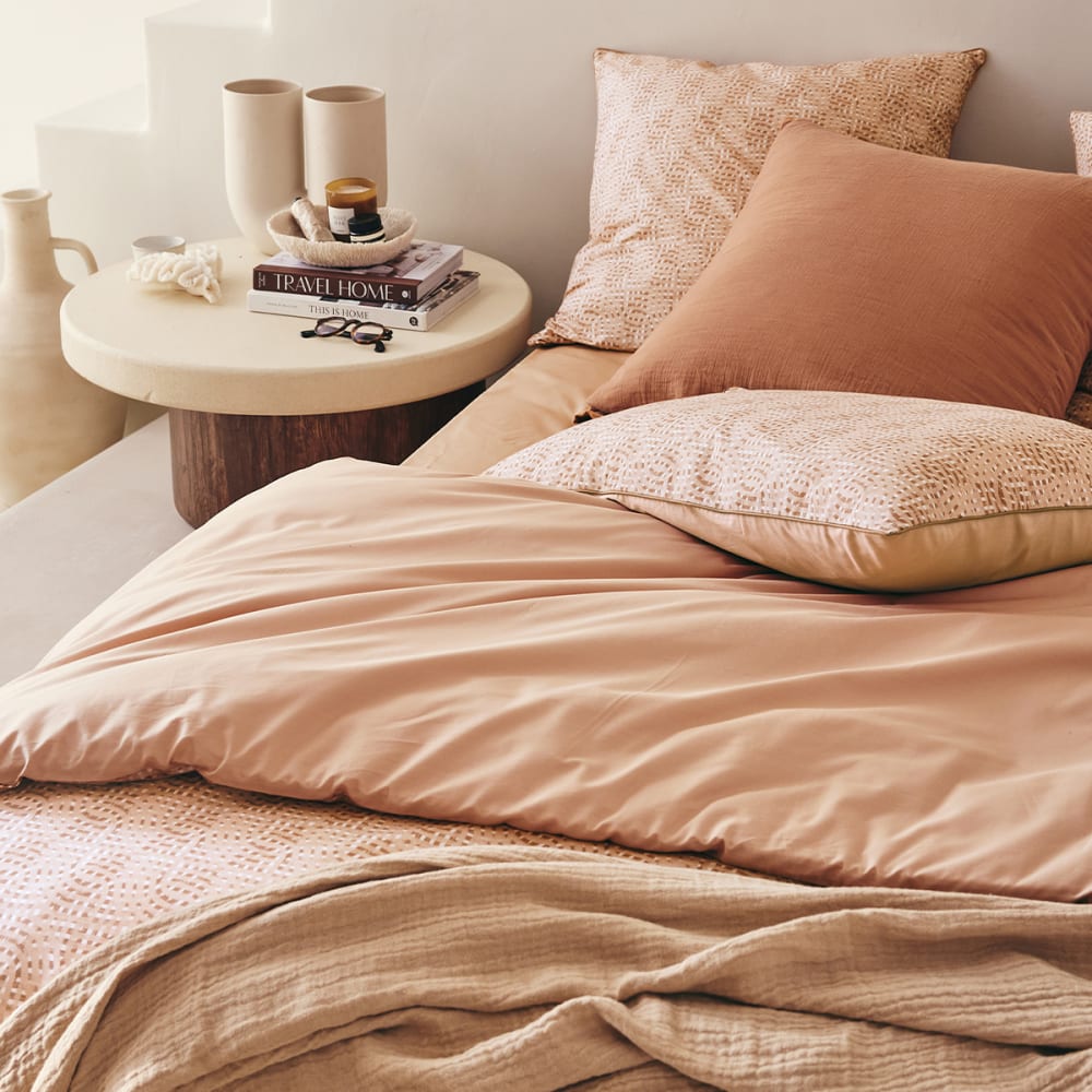 Parure de lit en percale de coton beige 260x240 — vue 4