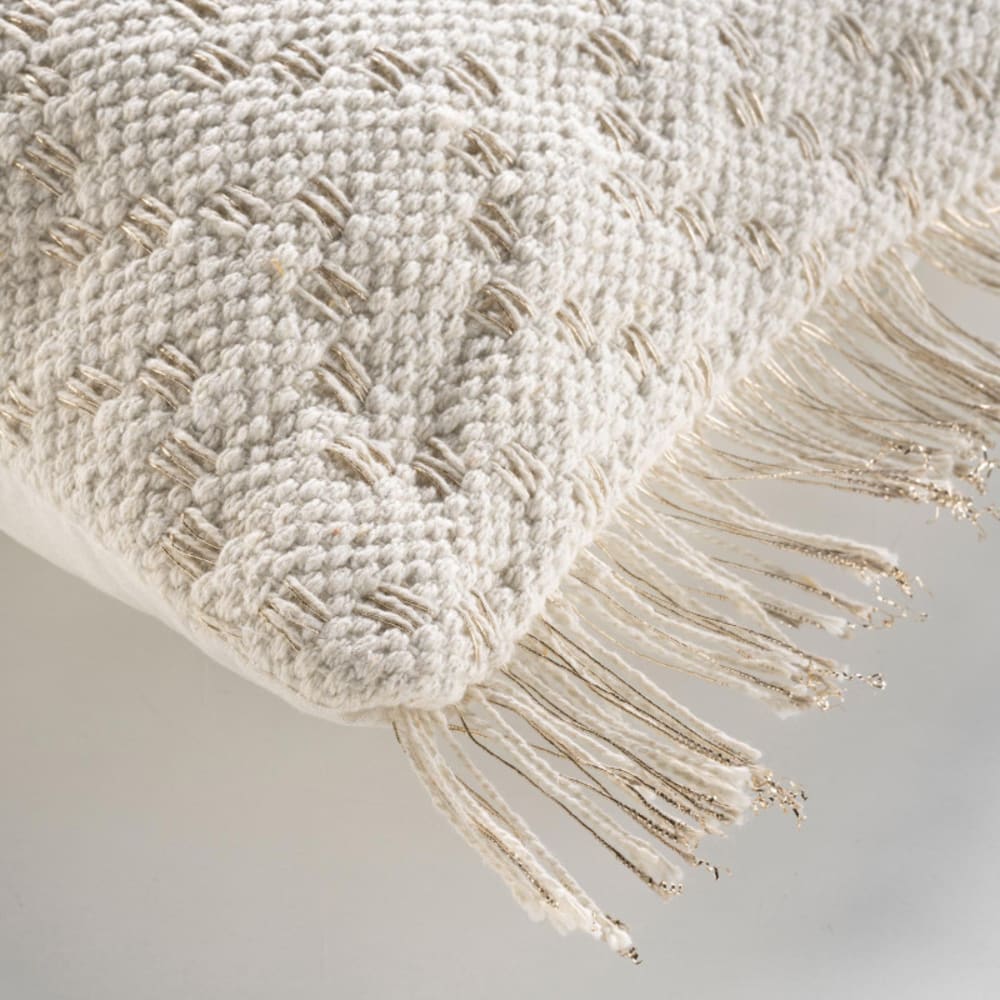 Housse de coussin à franges beige 40x40 cm - Maisons du Monde