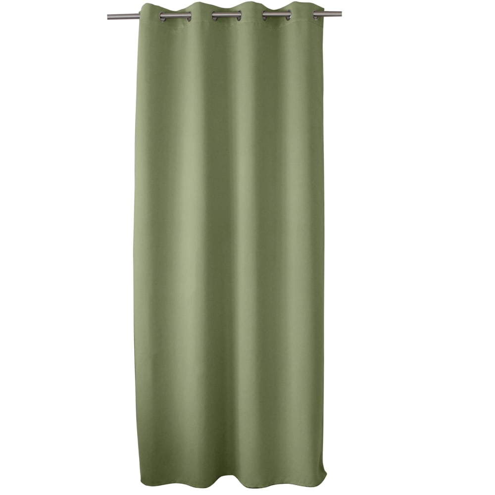 Rideau occultant fil noir avec 8 œillets polyester vert olive 140x240 - Maisons du Monde
