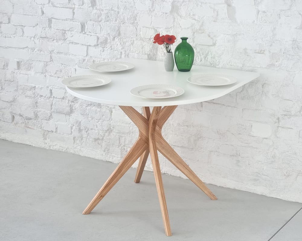 Halb ovaler Esstisch 90x90cm Eiche Weiß - Maisons Du Monde