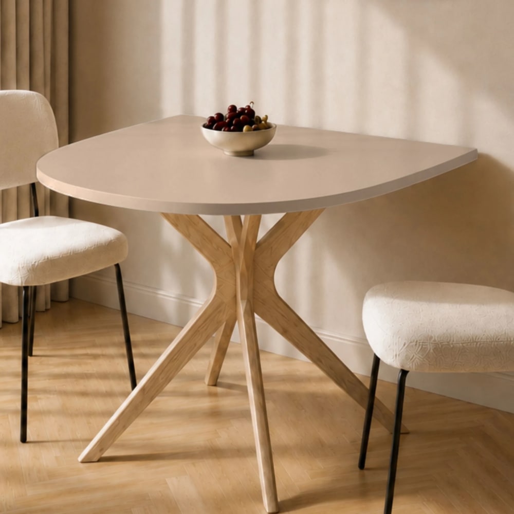 Halb ovaler Esstisch 90x90cm Eiche Braun Beige - Maisons Du Monde